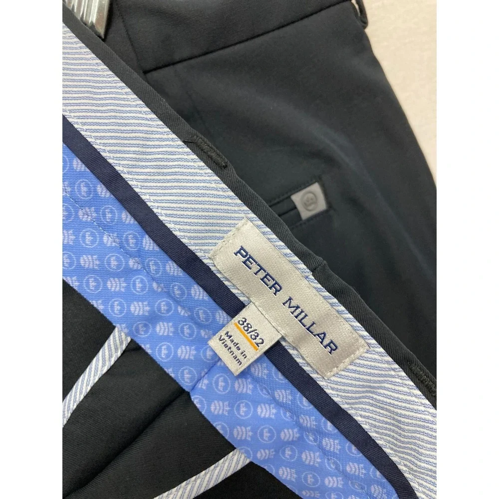 Peter Millar Mens size 38x32 Raleigh Performance Black Golf Pants Stretch EB77